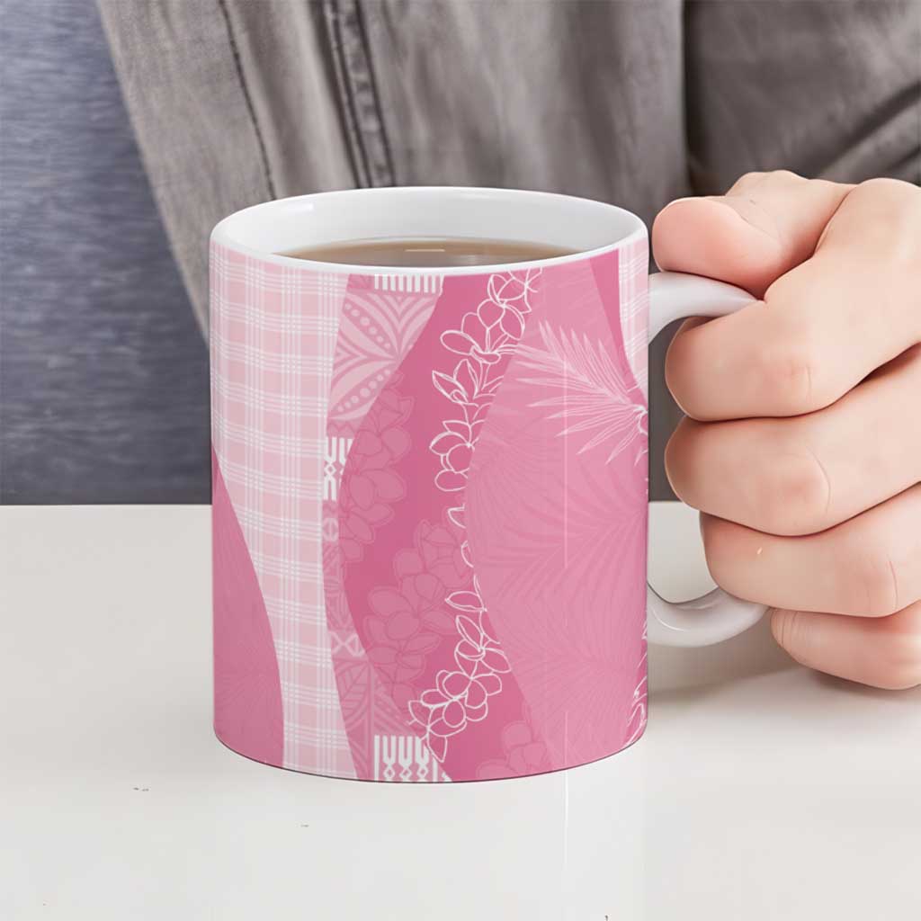 Polynesian Tribal Pattern Patchwork Picturesque Ceramic Mug Rose Pink
