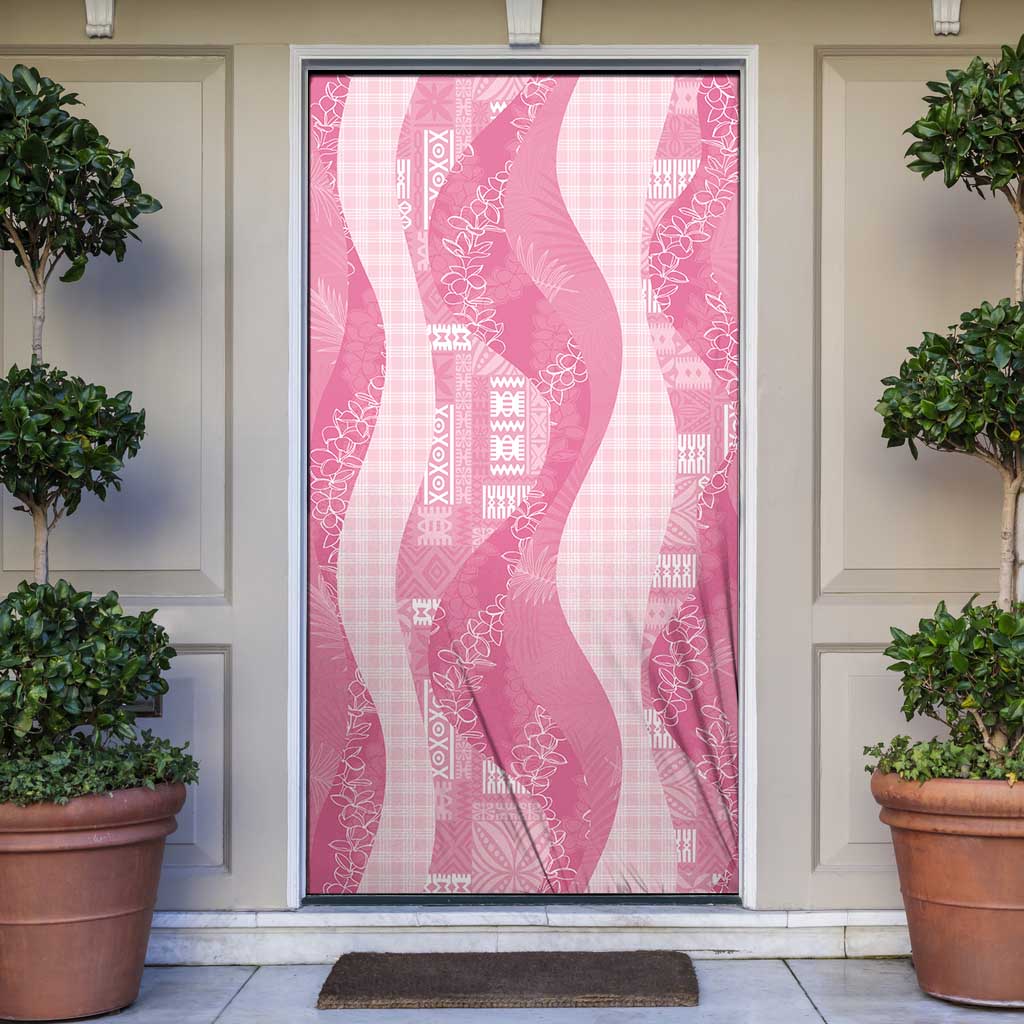 Polynesian Tribal Pattern Patchwork Picturesque Door Cover Rose Pink