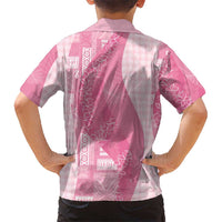 Polynesian Tribal Pattern Patchwork Picturesque Family Matching Off Shoulder Maxi Dress and Hawaiian Shirt Rose Pink