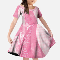 Polynesian Tribal Pattern Patchwork Picturesque Family Matching Off Shoulder Maxi Dress and Hawaiian Shirt Rose Pink