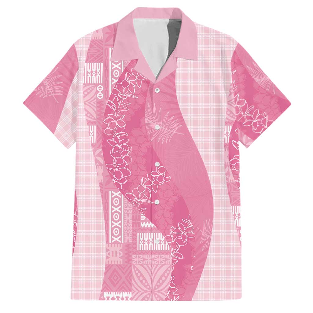 Polynesian Tribal Pattern Patchwork Picturesque Family Matching Summer Maxi Dress and Hawaiian Shirt Rose Pink