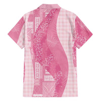 Polynesian Tribal Pattern Patchwork Picturesque Family Matching Summer Maxi Dress and Hawaiian Shirt Rose Pink