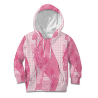 Polynesian Tribal Pattern Patchwork Picturesque Kid Hoodie Rose Pink