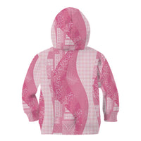 Polynesian Tribal Pattern Patchwork Picturesque Kid Hoodie Rose Pink
