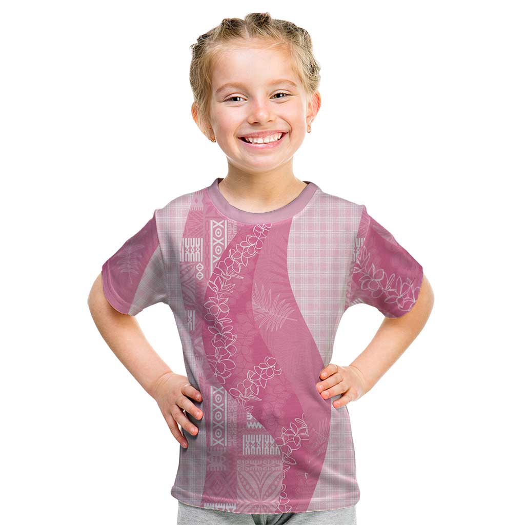 Polynesian Tribal Pattern Patchwork Picturesque Kid T Shirt Rose Pink