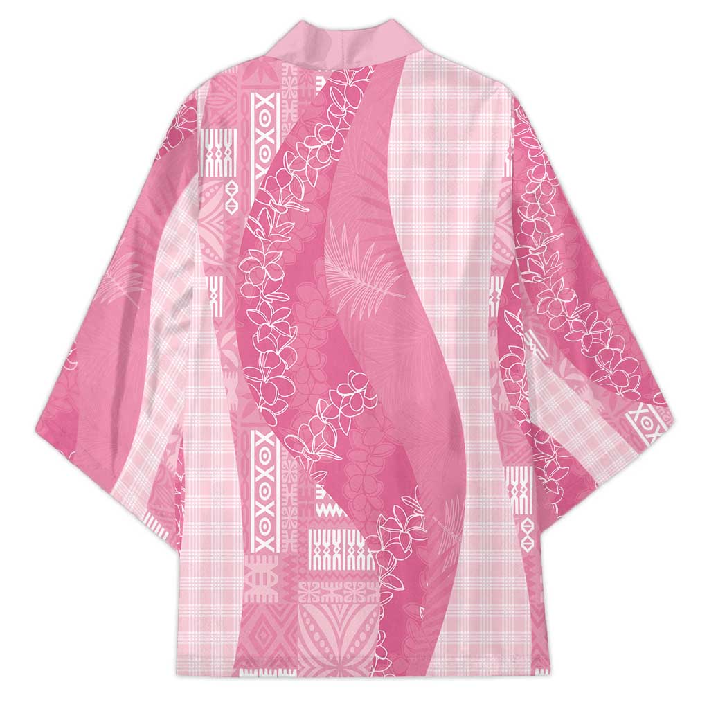 Polynesian Tribal Pattern Patchwork Picturesque Kimono Rose Pink