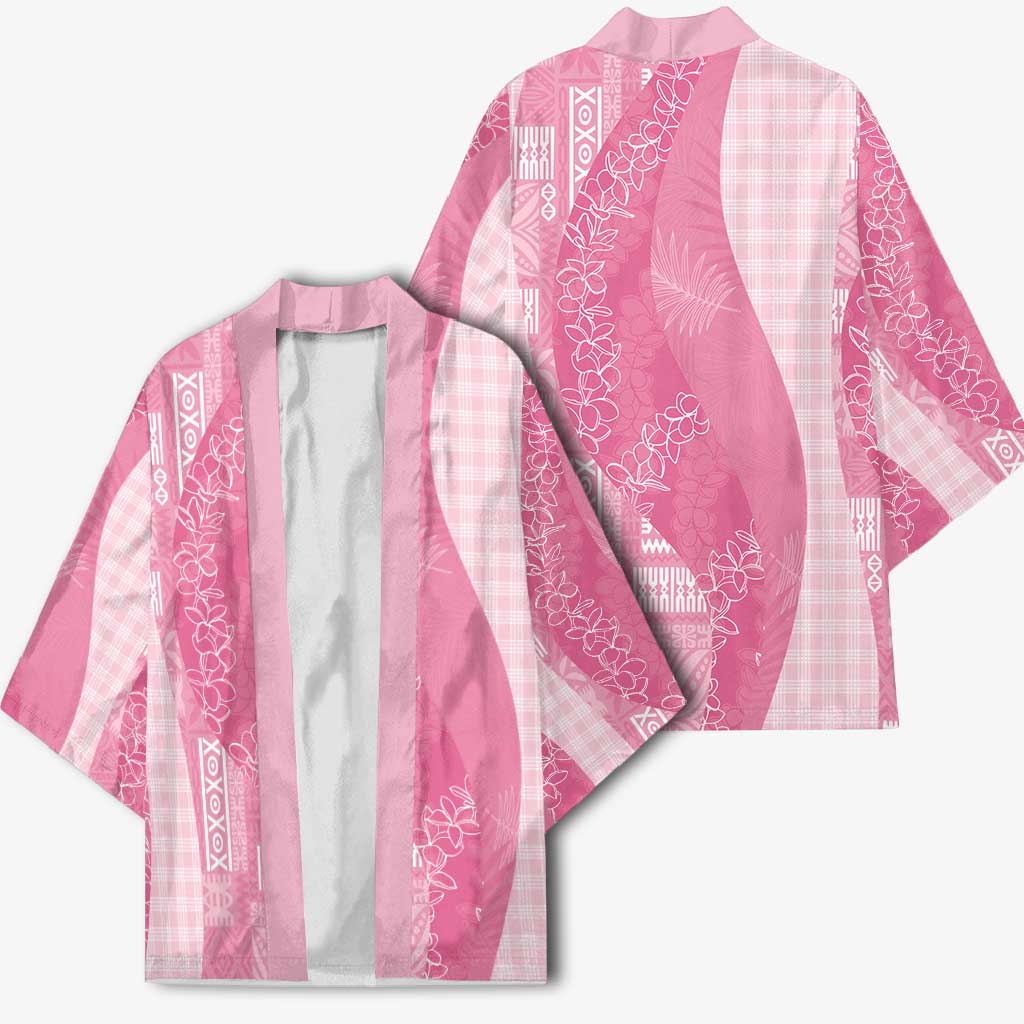 Polynesian Tribal Pattern Patchwork Picturesque Kimono Rose Pink