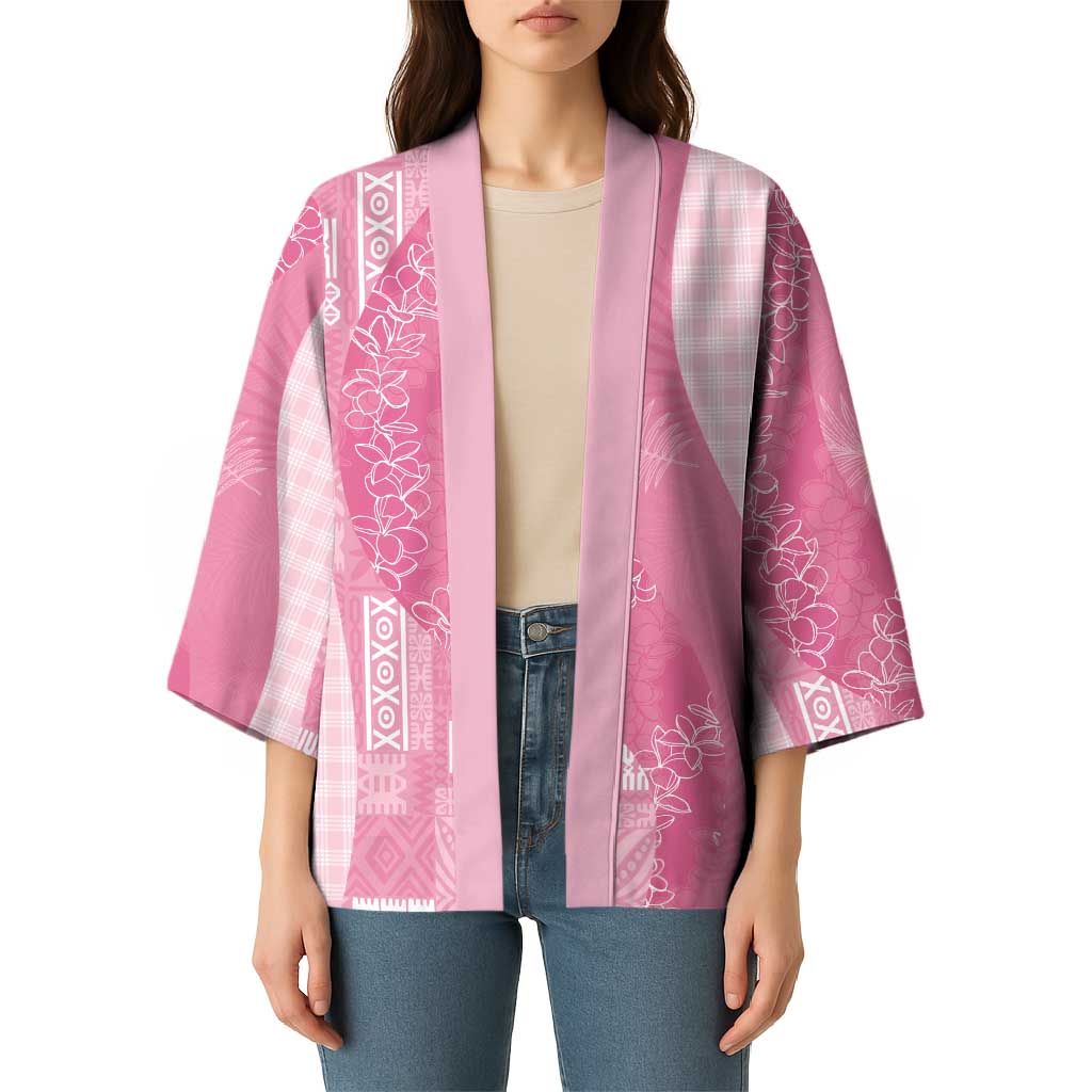 Polynesian Tribal Pattern Patchwork Picturesque Kimono Rose Pink