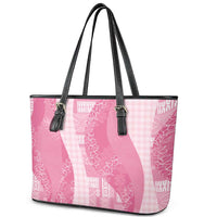 Polynesian Tribal Pattern Patchwork Picturesque Leather Tote Bag Rose Pink