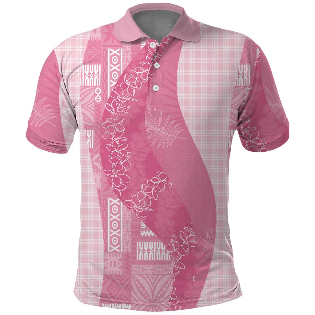 Polynesian Tribal Pattern Patchwork Picturesque Polo Shirt Rose Pink