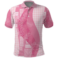 Polynesian Tribal Pattern Patchwork Picturesque Polo Shirt Rose Pink