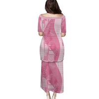 Polynesian Tribal Pattern Patchwork Picturesque Puletasi Rose Pink