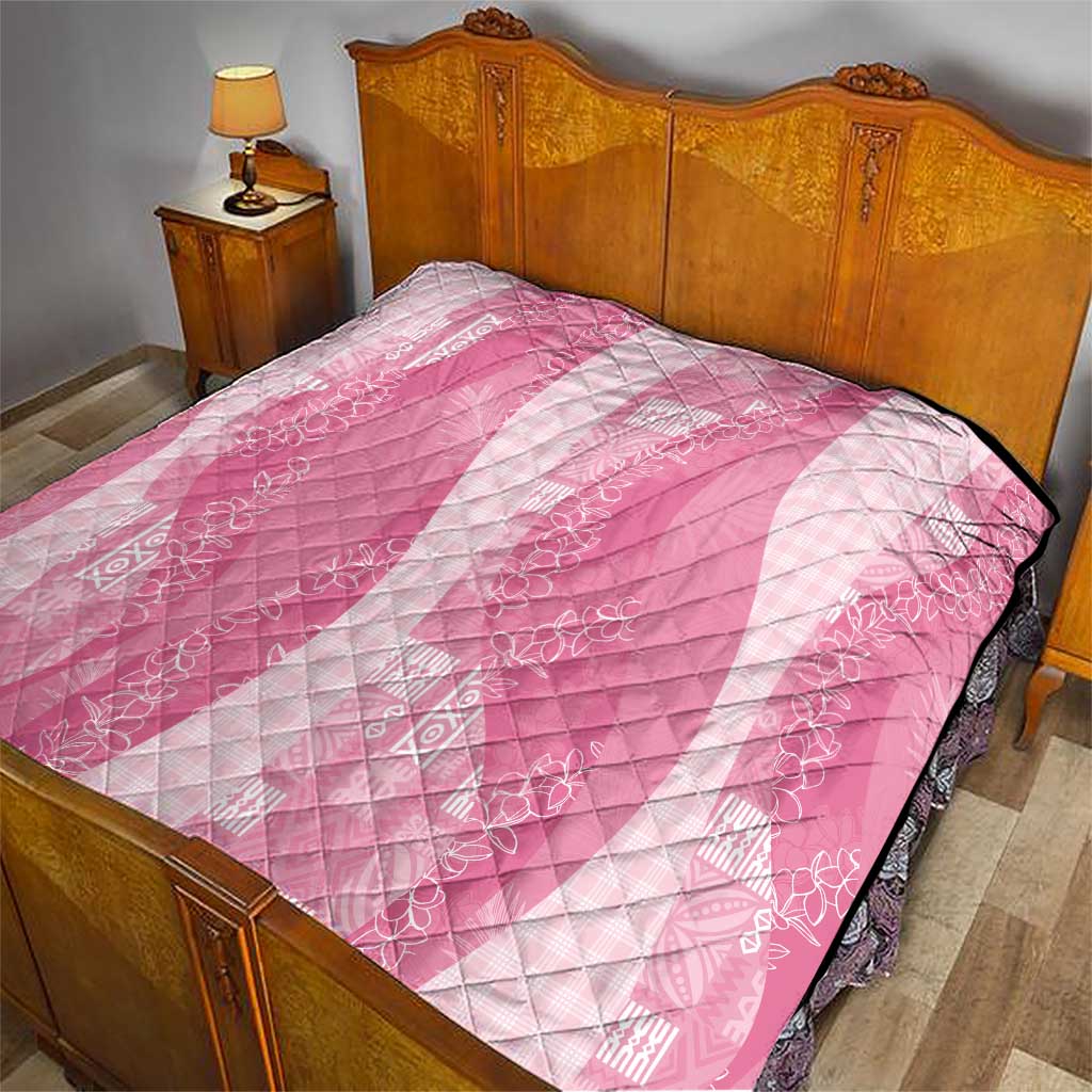 Polynesian Tribal Pattern Patchwork Picturesque Quilt Rose Pink