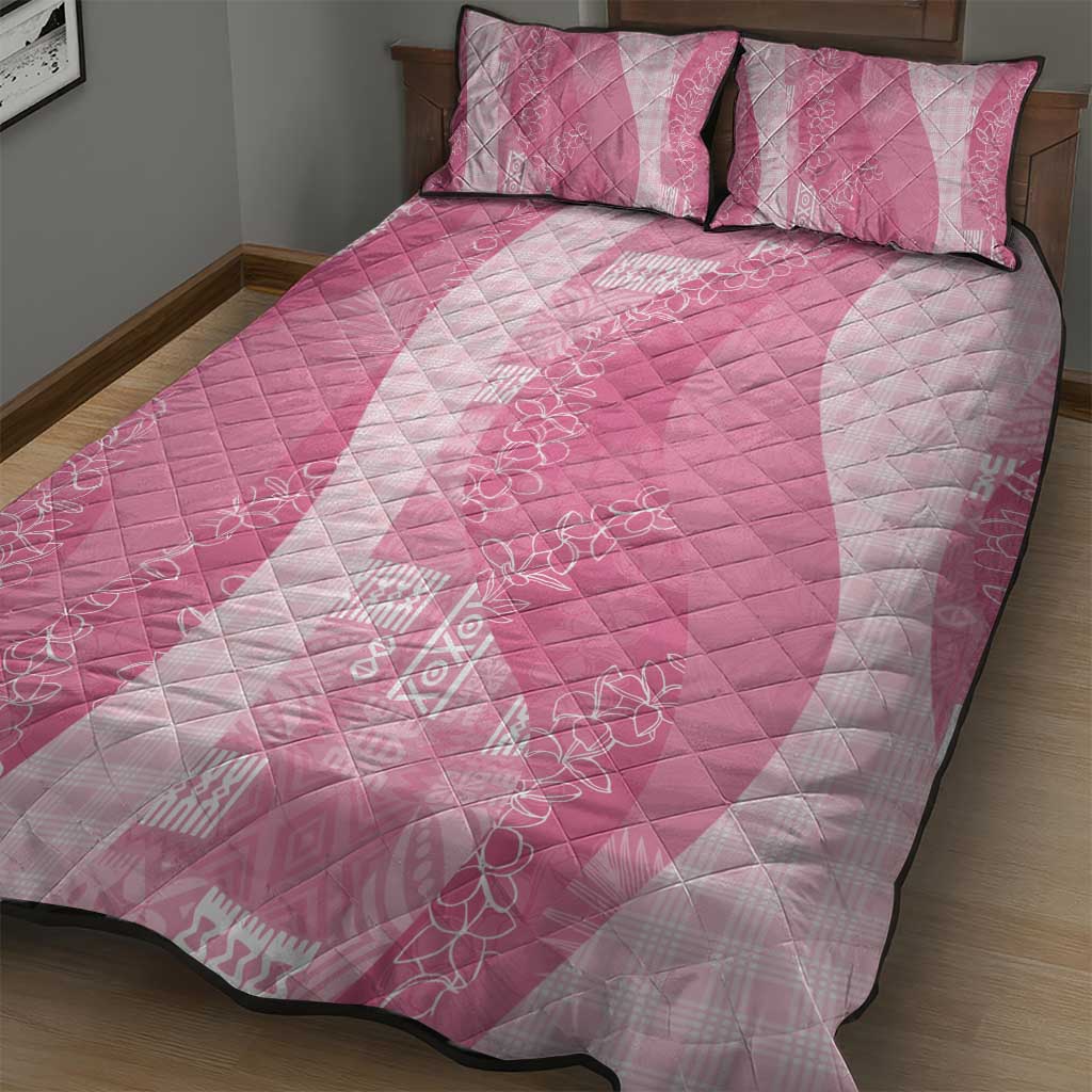 Polynesian Tribal Pattern Patchwork Picturesque Quilt Bed Set Rose Pink