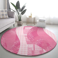 Polynesian Tribal Pattern Patchwork Picturesque Round Carpet Rose Pink