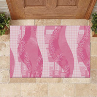 Polynesian Tribal Pattern Patchwork Picturesque Rubber Doormat Rose Pink
