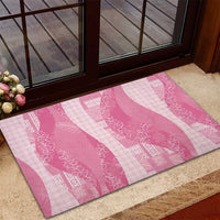 Polynesian Tribal Pattern Patchwork Picturesque Rubber Doormat Rose Pink