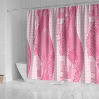 Polynesian Tribal Pattern Patchwork Picturesque Shower Curtain Rose Pink