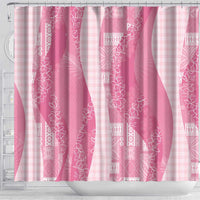 Polynesian Tribal Pattern Patchwork Picturesque Shower Curtain Rose Pink
