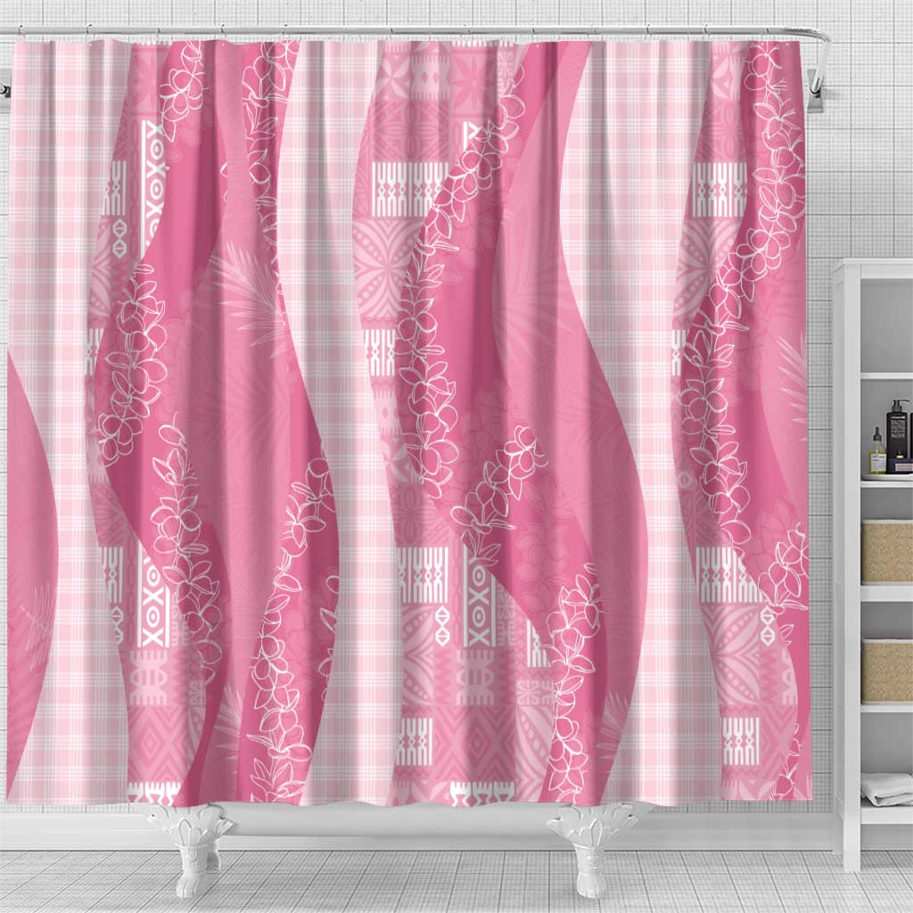Polynesian Tribal Pattern Patchwork Picturesque Shower Curtain Rose Pink