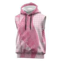 Polynesian Tribal Pattern Patchwork Picturesque Sleeveless Hoodie Rose Pink