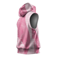 Polynesian Tribal Pattern Patchwork Picturesque Sleeveless Hoodie Rose Pink
