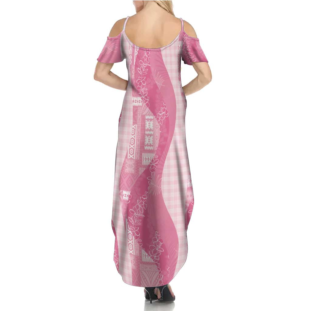 Polynesian Tribal Pattern Patchwork Picturesque Summer Maxi Dress Rose Pink