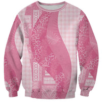 Polynesian Tribal Pattern Patchwork Picturesque Sweatshirt Rose Pink