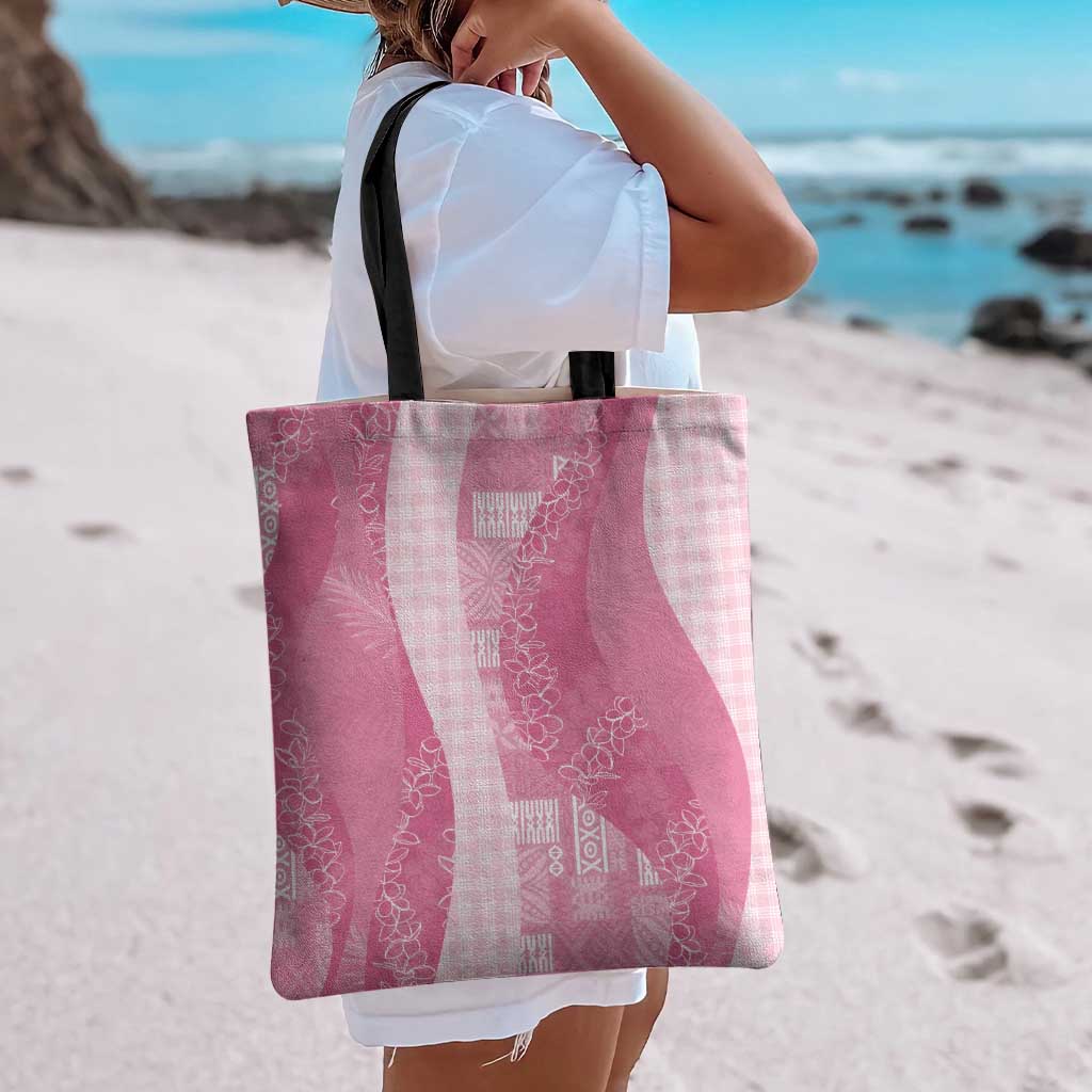 Polynesian Tribal Pattern Patchwork Picturesque Tote Bag Rose Pink