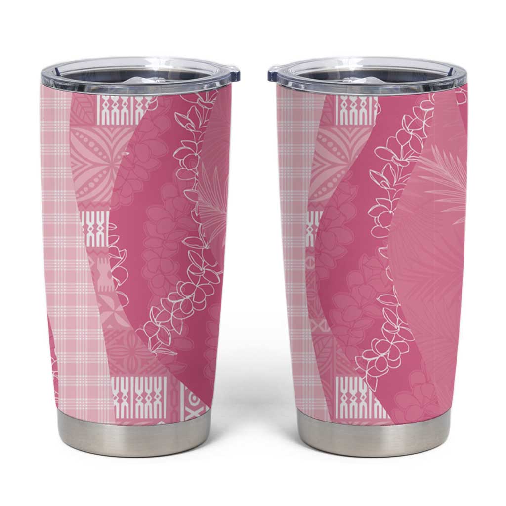 Polynesian Tribal Pattern Patchwork Picturesque Tumbler Cup Rose Pink