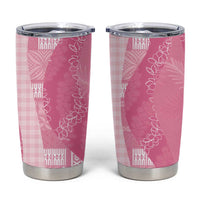 Polynesian Tribal Pattern Patchwork Picturesque Tumbler Cup Rose Pink