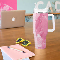 Polynesian Tribal Pattern Patchwork Picturesque Tumbler With Handle Rose Pink