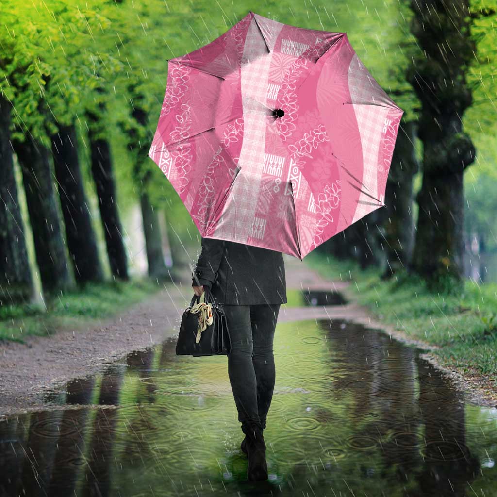 Polynesian Tribal Pattern Patchwork Picturesque Umbrella Rose Pink
