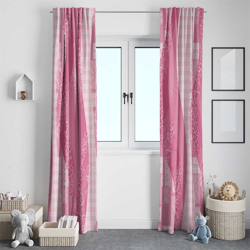 Polynesian Tribal Pattern Patchwork Picturesque Window Curtain Rose Pink
