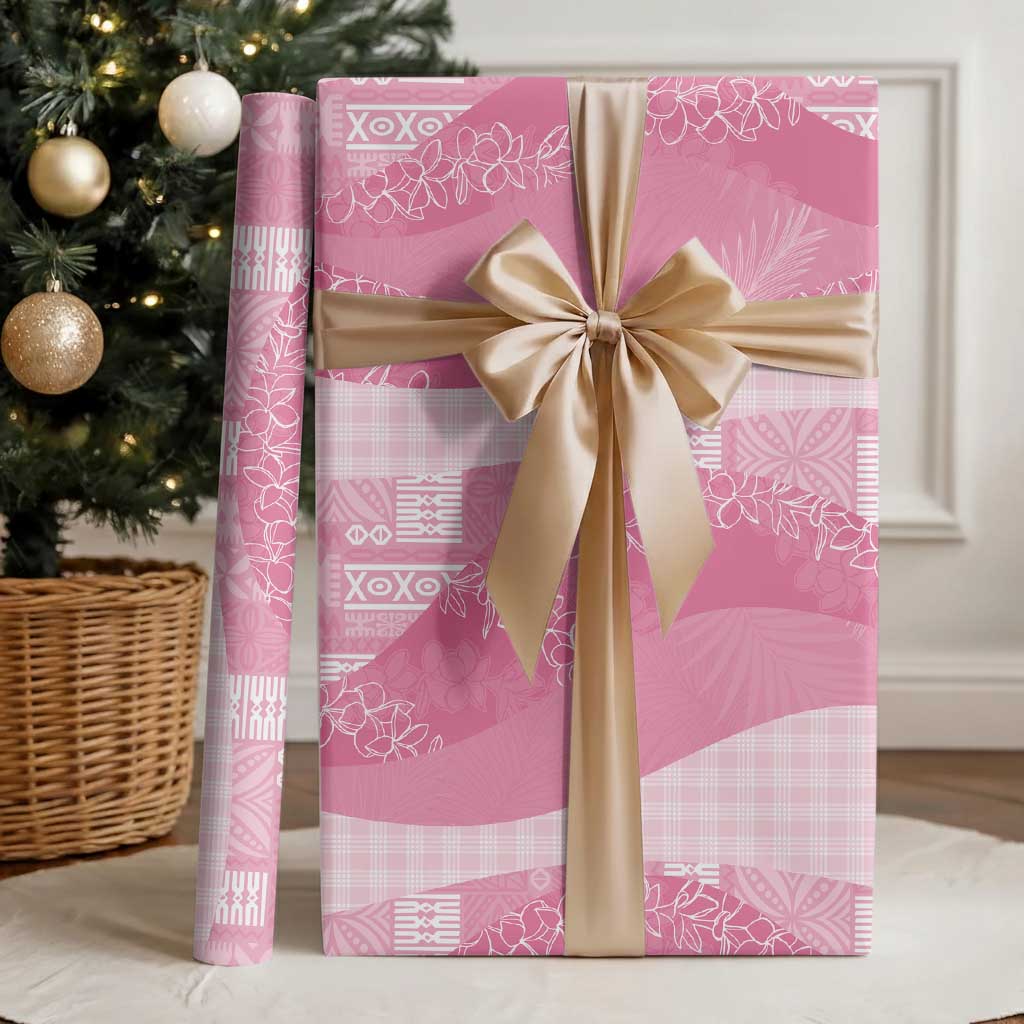 Polynesian Tribal Pattern Patchwork Picturesque Wrapping Paper Rose Pink