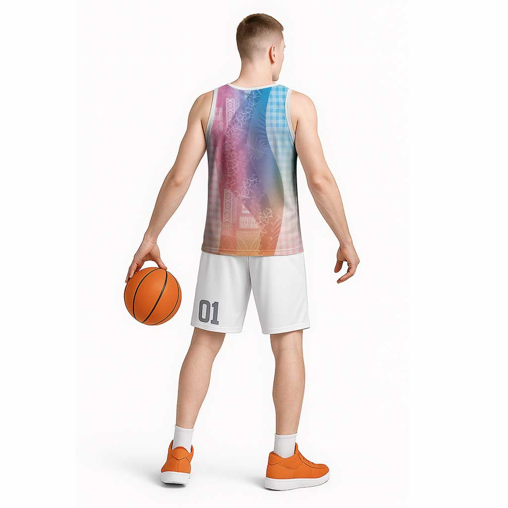 Polynesian Tribal Pattern Patchwork Picturesque Basketball Jersey Holographic