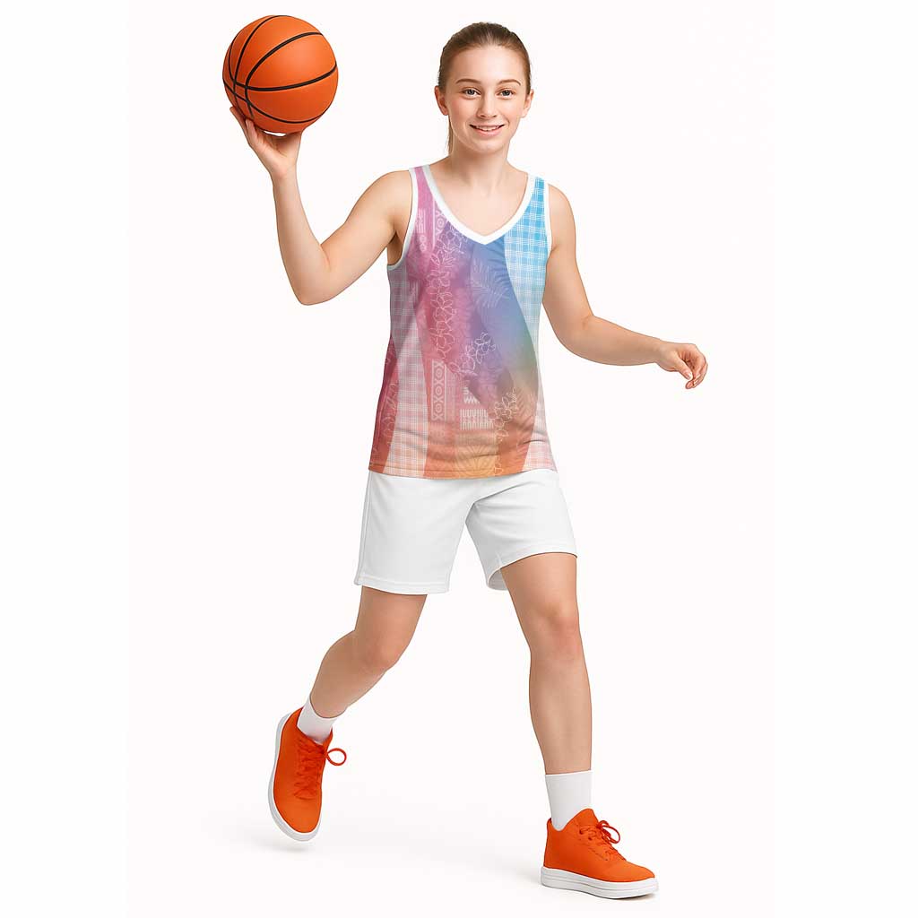 Polynesian Tribal Pattern Patchwork Picturesque Basketball Jersey Holographic