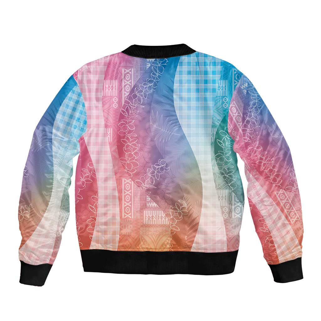 Polynesian Tribal Pattern Patchwork Picturesque Bomber Jacket Holographic