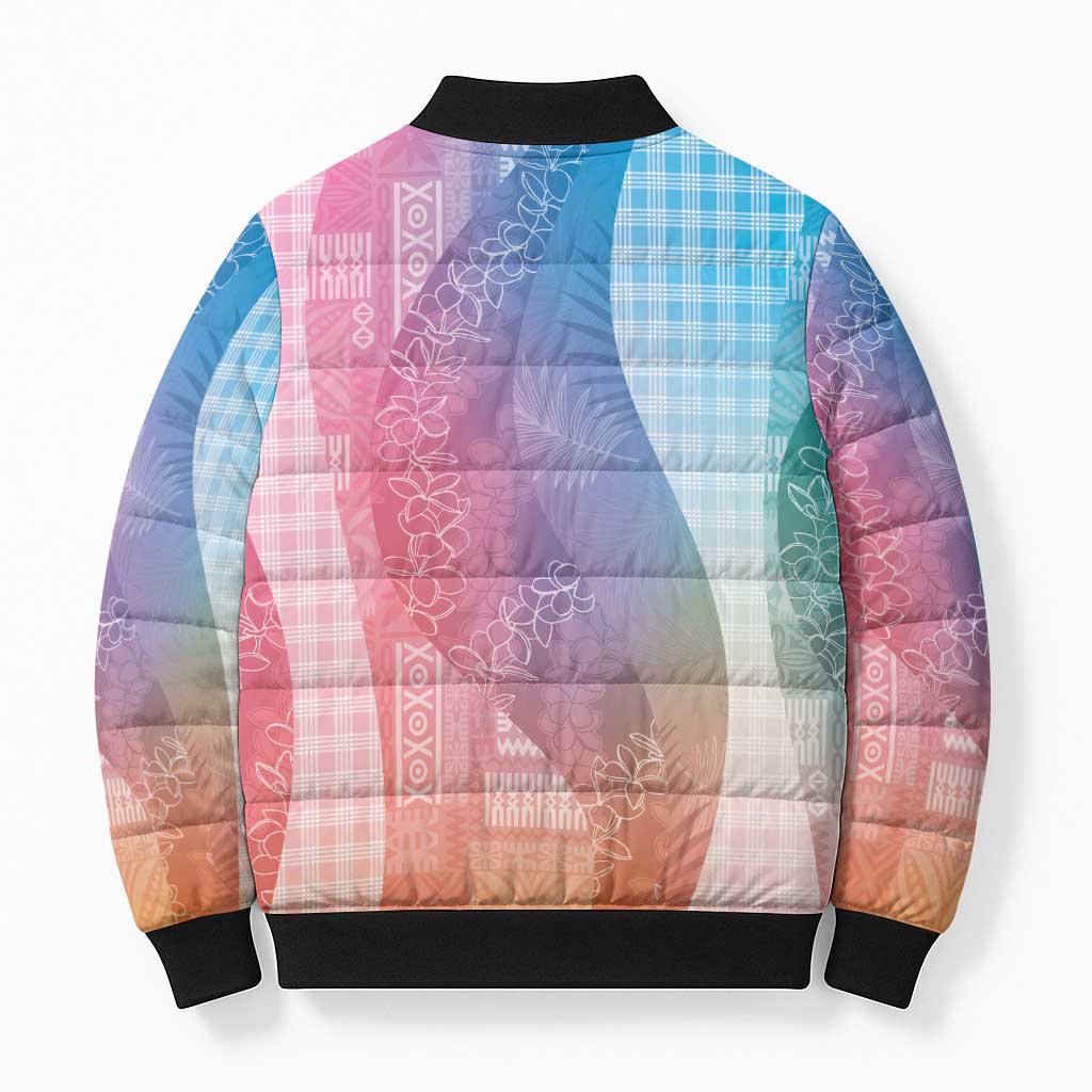 Polynesian Tribal Pattern Patchwork Picturesque Bomber Puffer Jacket Holographic