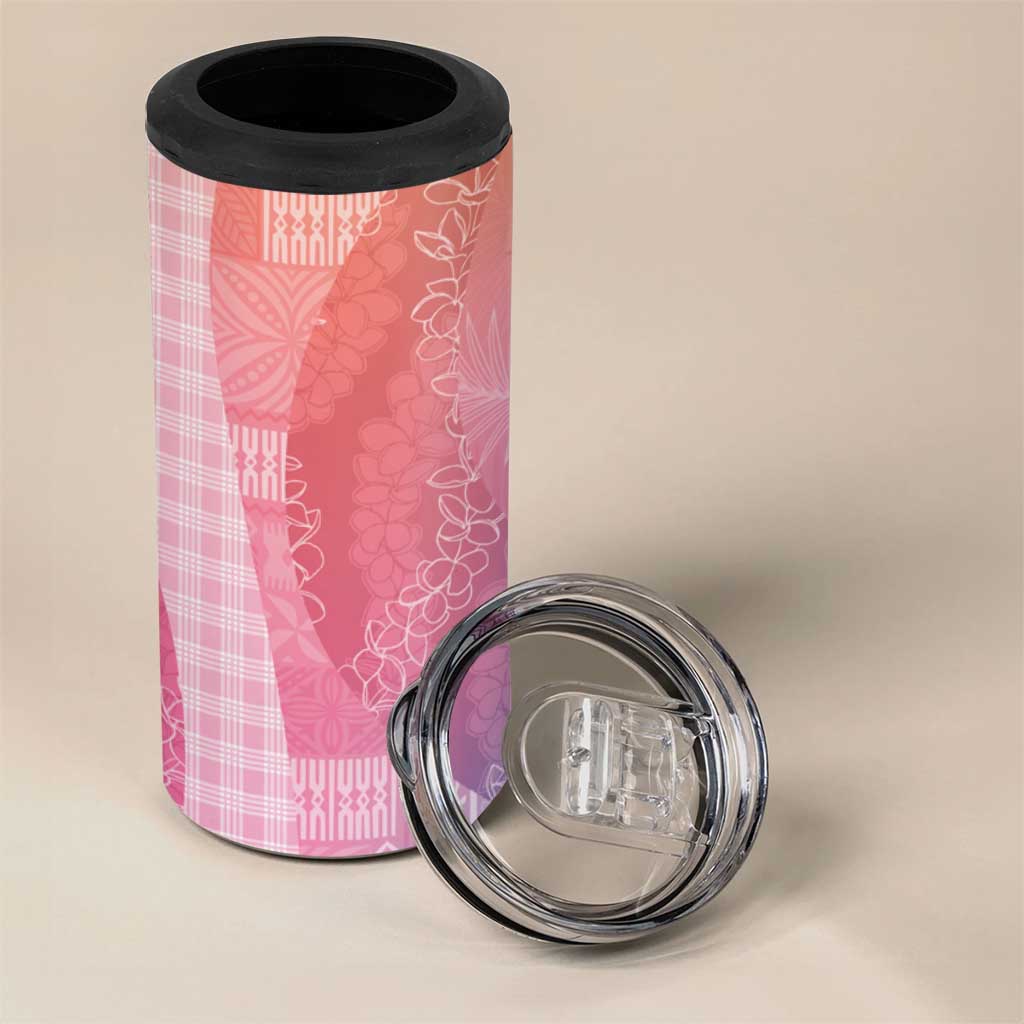 Polynesian Tribal Pattern Patchwork Picturesque 4 in 1 Can Cooler Tumbler Holographic