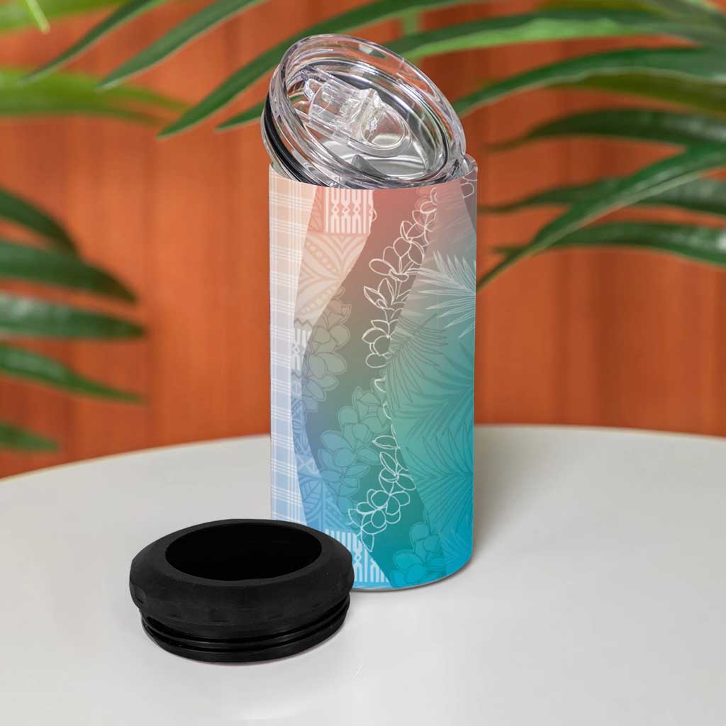 Polynesian Tribal Pattern Patchwork Picturesque 4 in 1 Can Cooler Tumbler Holographic