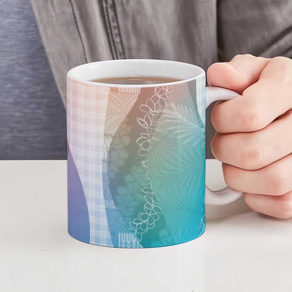 Polynesian Tribal Pattern Patchwork Picturesque Ceramic Mug Holographic