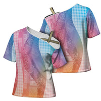 Polynesian Tribal Pattern Patchwork Picturesque Cross Shoulder Shirt Holographic