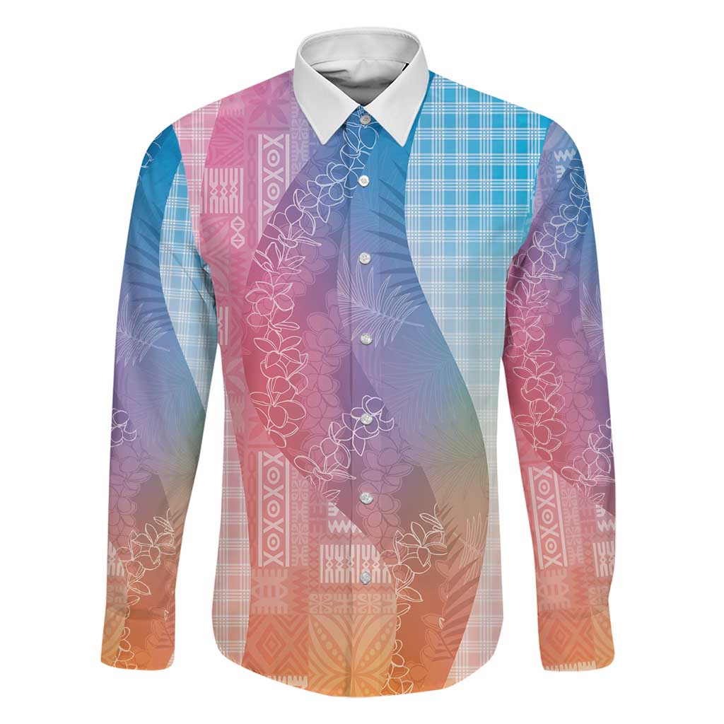Polynesian Tribal Pattern Patchwork Picturesque Family Matching Mermaid Dress and Hawaiian Shirt Holographic
