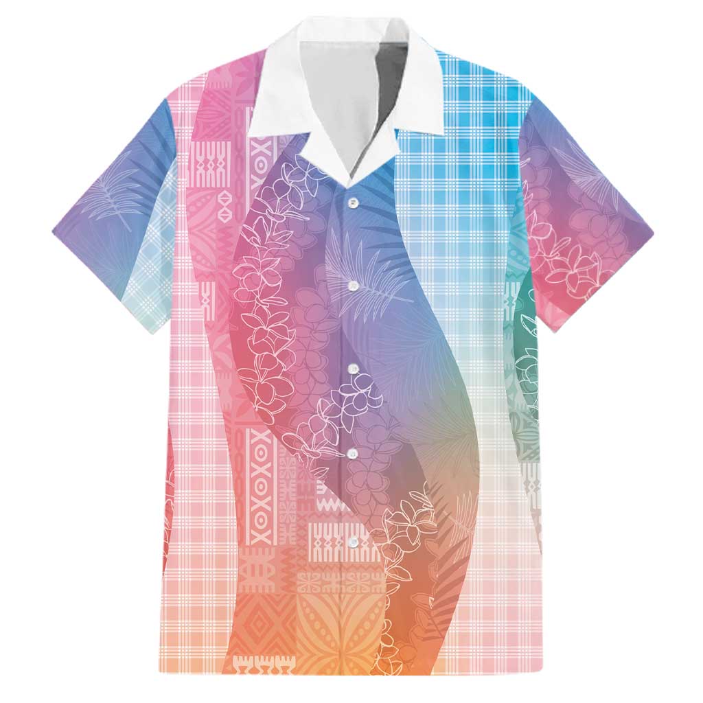 Polynesian Tribal Pattern Patchwork Picturesque Family Matching Off Shoulder Short Dress and Hawaiian Shirt Holographic
