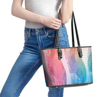 Polynesian Tribal Pattern Patchwork Picturesque Leather Tote Bag Holographic