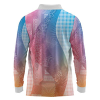 Polynesian Tribal Pattern Patchwork Picturesque Long Sleeve Polo Shirt Holographic