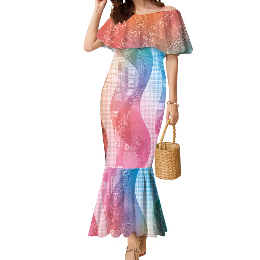 Polynesian Tribal Pattern Patchwork Picturesque Mermaid Dress Holographic LT7 Women Holographic - Polynesian Pride