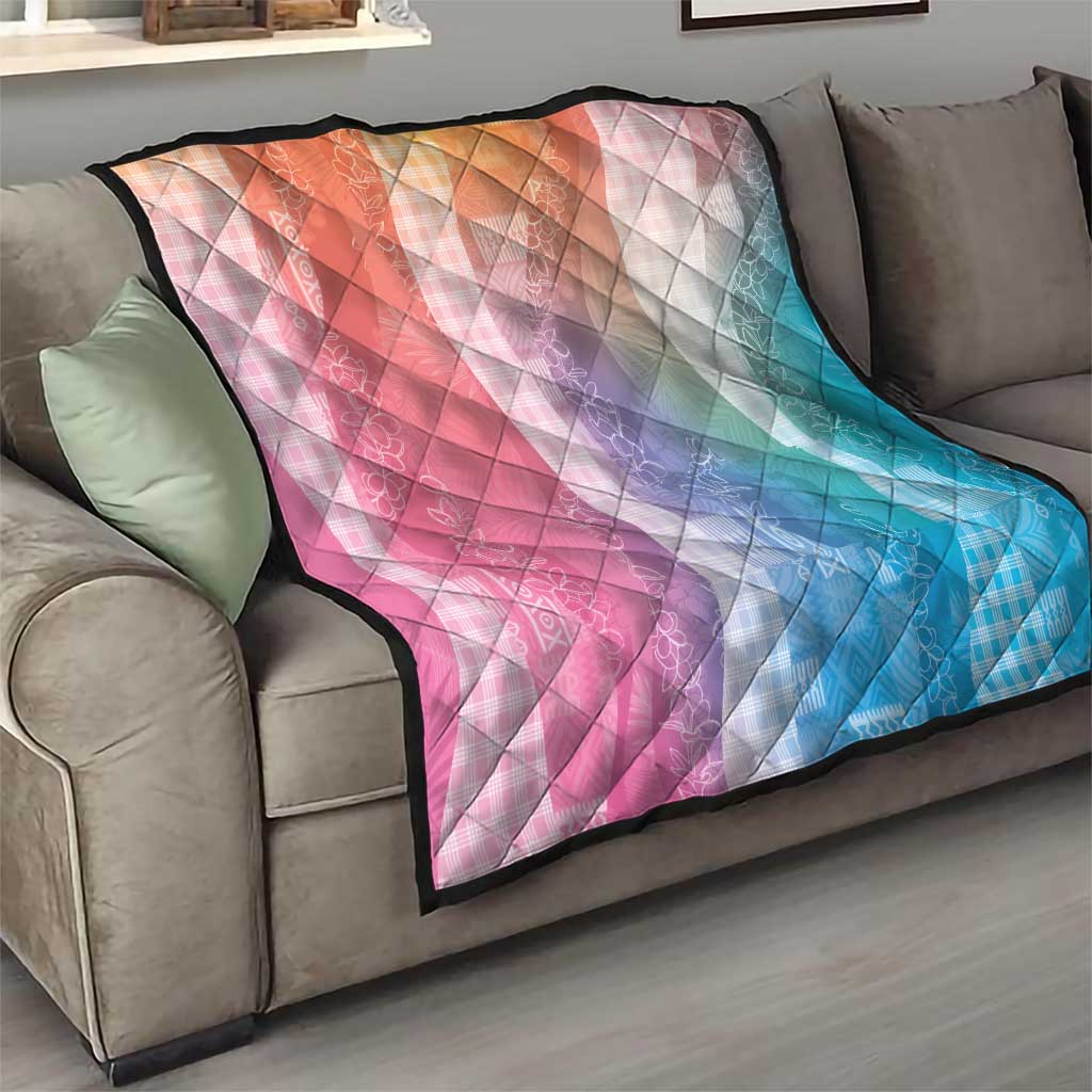 Polynesian Tribal Pattern Patchwork Picturesque Quilt Holographic