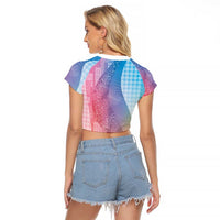 Polynesian Tribal Pattern Patchwork Picturesque Raglan Cropped T Shirt Holographic